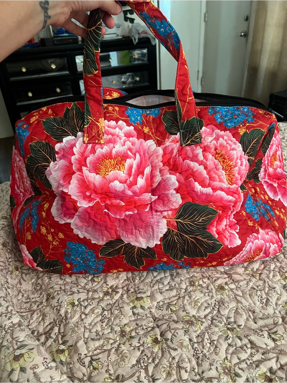 Floral Red Weekender Bag